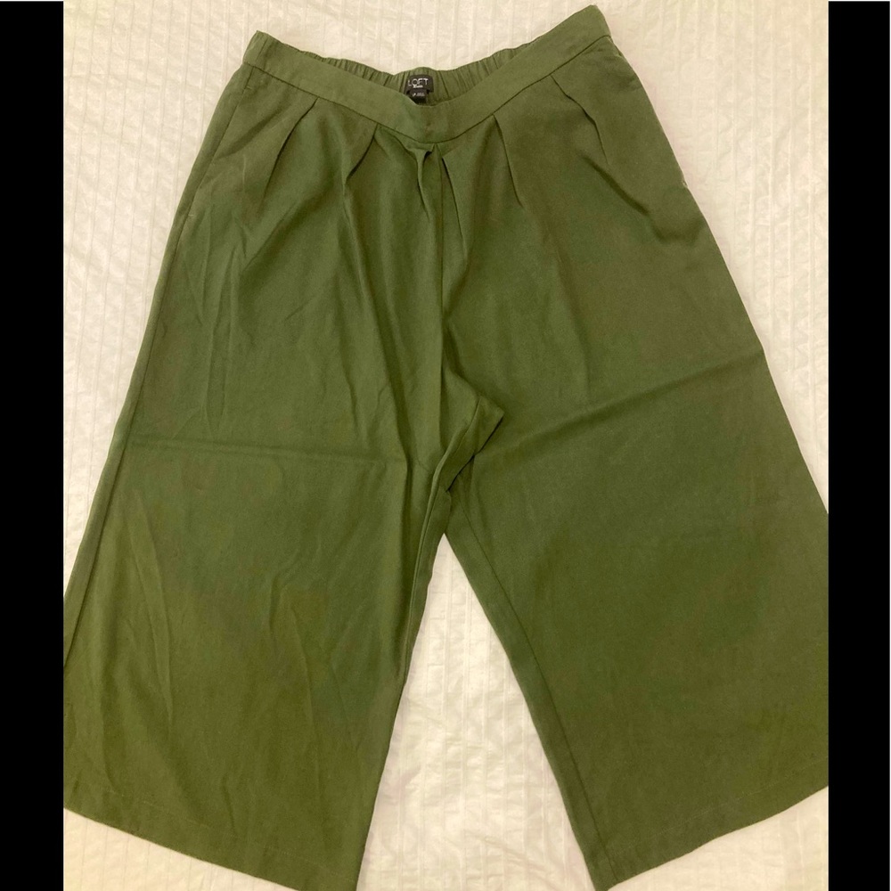Loft olive green wide leg pant